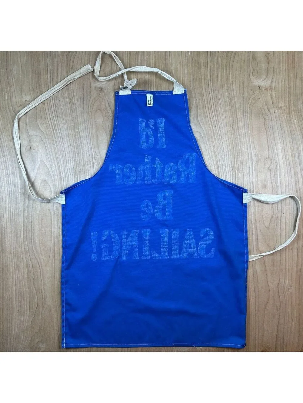 Vintage 70s I'd Rather Be Sailing Apron Now Designs San Francisco 100% cotton